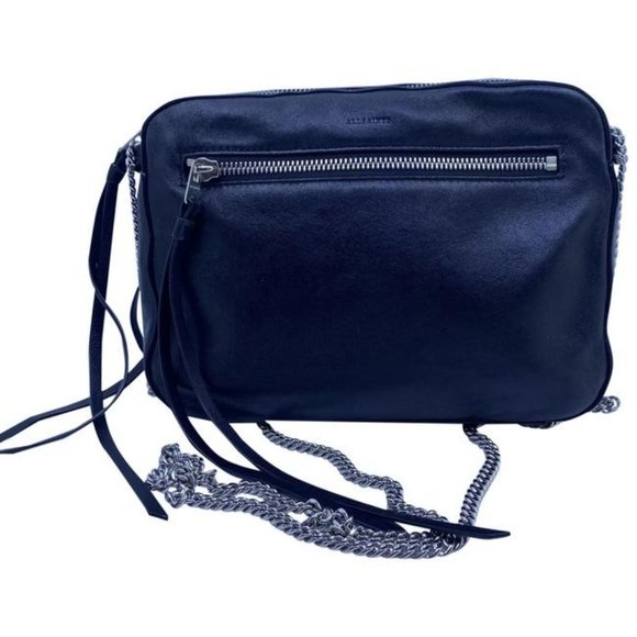 AllSaints Handbags - Allsaints Fleur De Lis Black Soft Leather Cross Body Bag